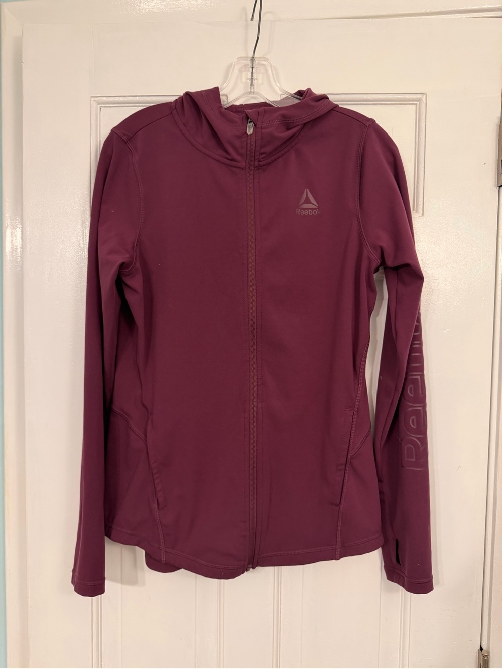 Reebok Women's Burgundy Full-Zip Hooded Bomber Jacket